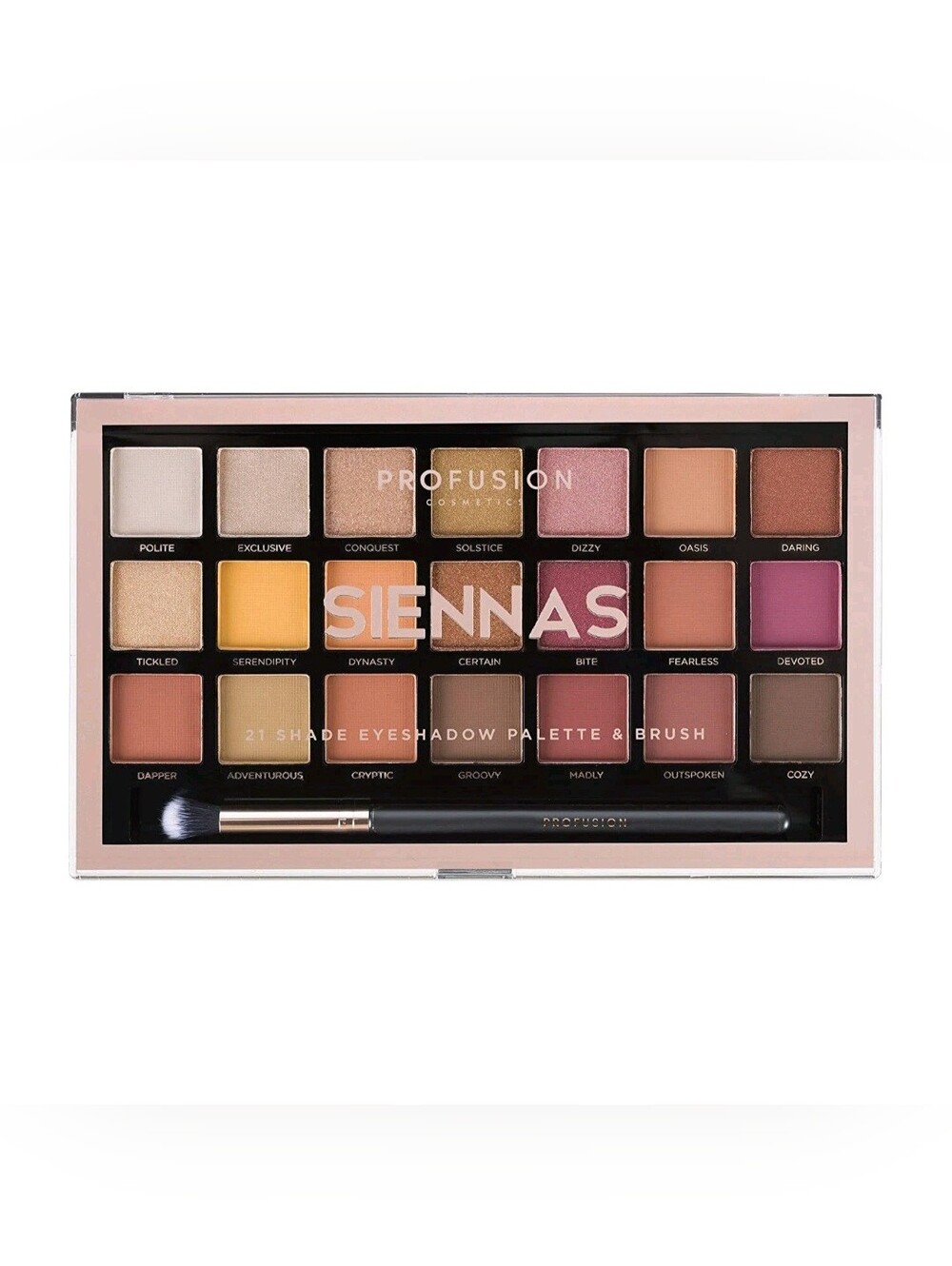 Profusion Cosmetics **SIENNAS** 21 Shade Eyeshadow Palette Collection & Brush